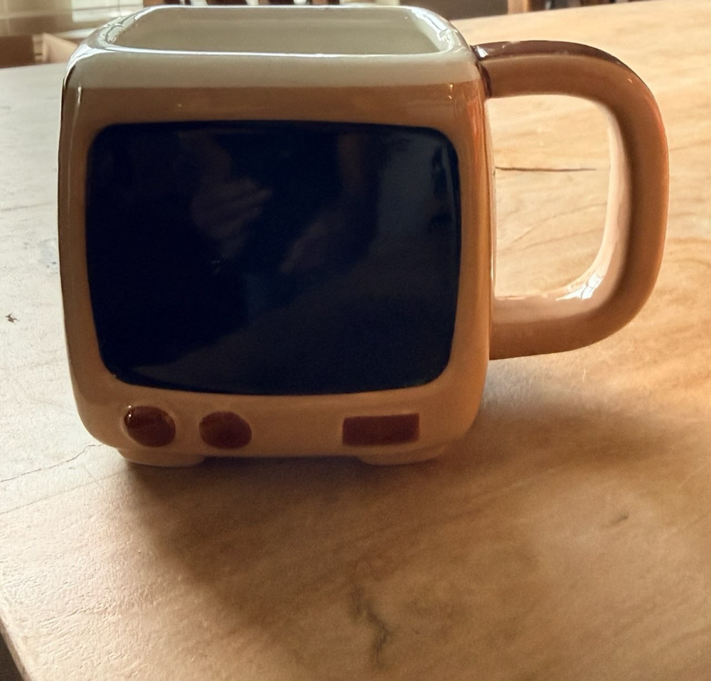 Zak Designs Retro TV Color Changing Sculpted Ceramic Mug 19oz Brown Vintage Styl
